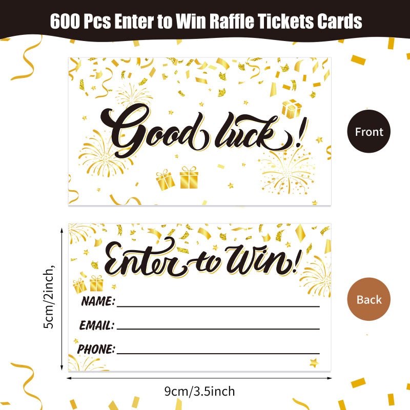 ABURRORI 600 Pcs Enter to Win Raffle Tickets Cards 3.5 x 2 Inch Golden Sunday Ticket Entry Form Cards for Contest  Auction  Raffles  Ballot Box with Space for Name  Email Address Phone Number Fields (600) - Image 2